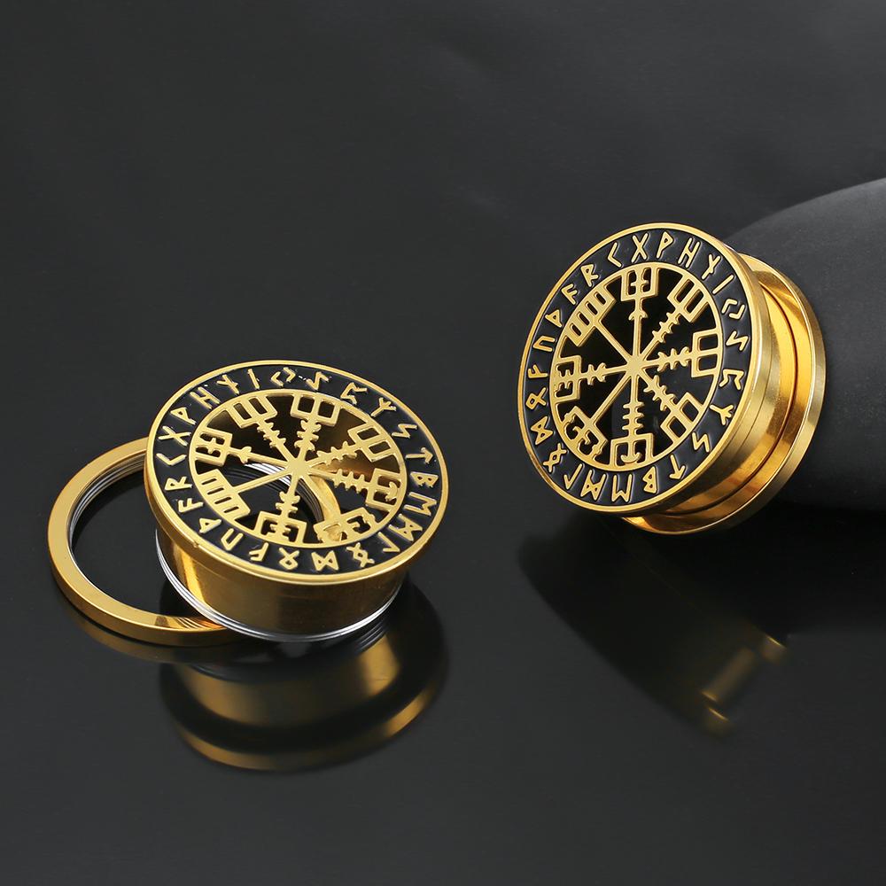 Twolobes 2PCS Stainless Steel Norse Mythology Rune Ear Gauges Tunnels Expander Piercing Men Women Body Jewelry Plugs Stretcher