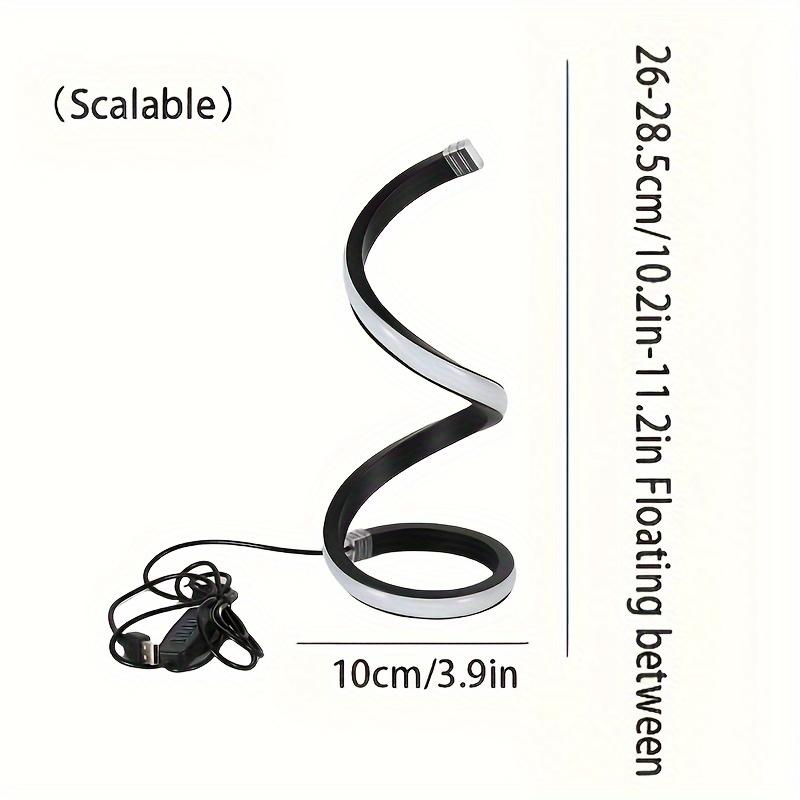 Lampe de table LED moderne avec USB - luminosité réglable, lumière blanc chaud, design en spirale, convient pour chambre à coucher, salon, éteint