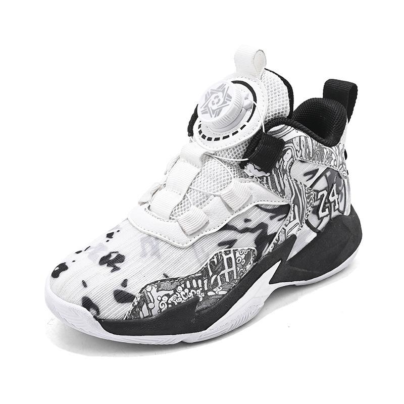 Children's professional basketball shoes 22 summer new rotating button student shock-absorbing sports shoes