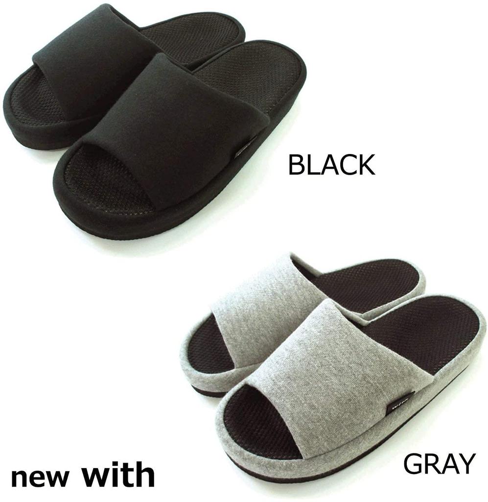 Okamura Slippers with Toe Grip Set of Size Size 993020 Comfort, 2, L/Gray & M/Black,