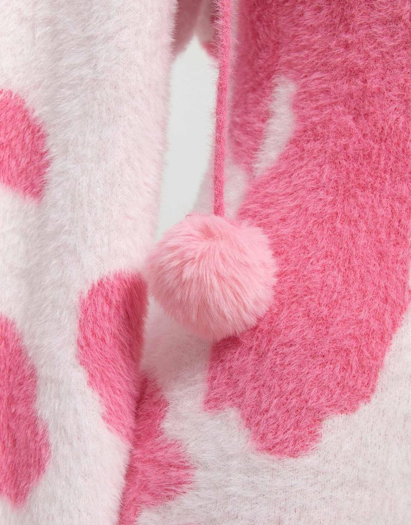 Mobbunny Piękny Cosplay Uroczy Strój Mleczarki Długi Różowy Kostium Damski, Anime/Gra/Odzież Domowa/Piżama, Body, Trykot, Bluza z Kapturem, Dekolt w Serek w Stylu Krowim,