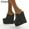 Mode Eilyken Neue Frühling Super Plateau Keilabsatz Damen Hausschuhe Nachtclub Sandalen Mules Party Schuhe