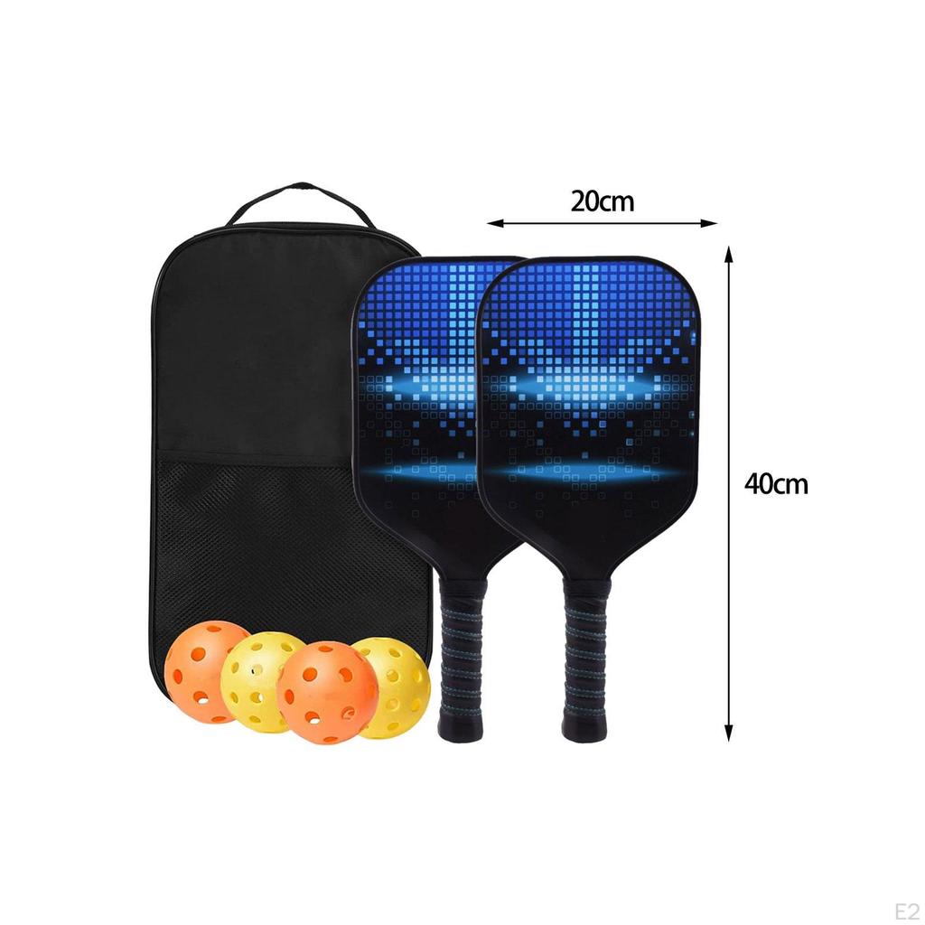Raquette with Bag Fiberglass Surface 4 Balls Lightweight Nonslip Grip Pickleball Rackets for