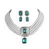 Square gemstone full diamond earrings necklace set choker multi-layer bridal anti-pearl necklace earrings