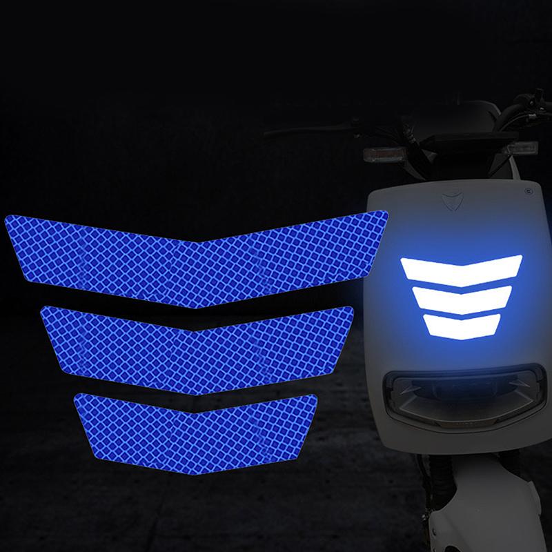 

3pcs/set Motorcycle Stickers Tail Fender Bumper Decal Adhesive Tape Reflective Warning Trapezoidal Arrow For Car Truck Bike синій