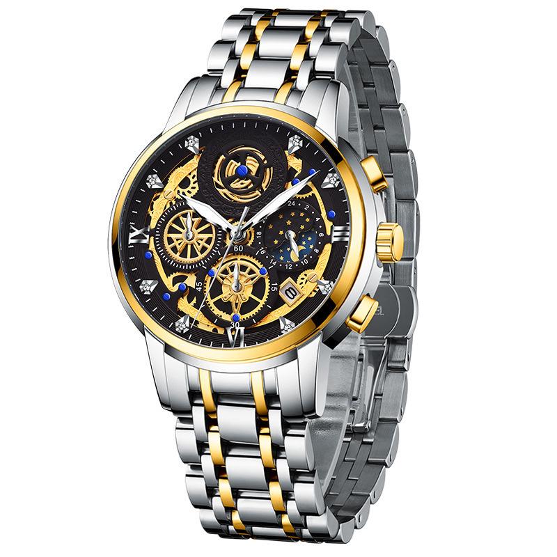 Watch Men S Waterproof Luminous Multi-Function Chronograph Watch Steel Belt Hollow Quartz Watch Men S Watch