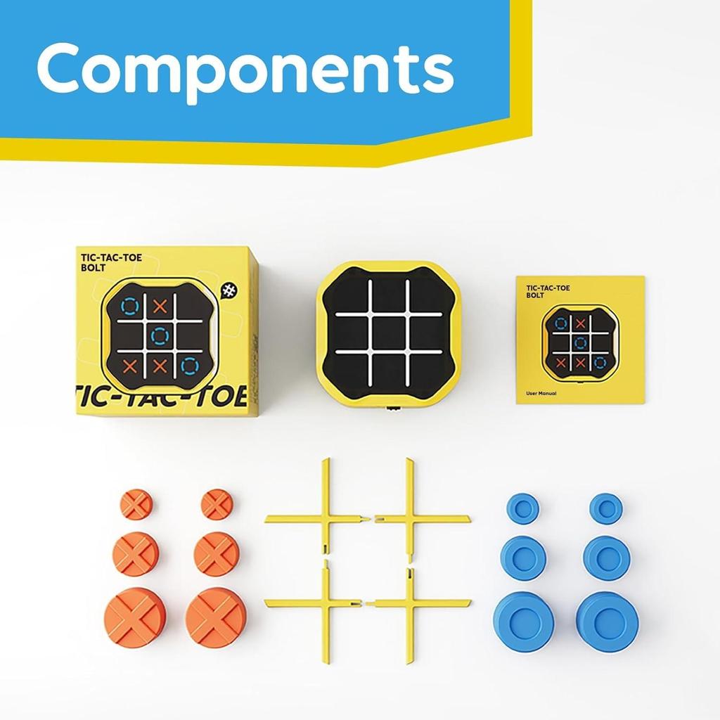 Tic-tac-toe Bolt Toy, Original 3-in-1 Handheld Puzzle Console, Portable Travel Game Suitable for In-car Use, Board Game for Children and Adults