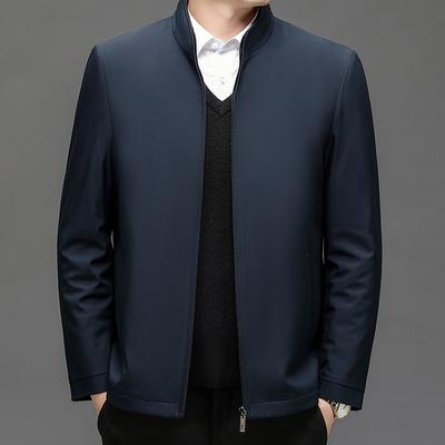 Autumn and Winter Trendy Men's Dad Jackets, Casual Jackets, Middle-aged and Elderly Men's Stand-up Collar Velvet Jackets, Trendy Tops