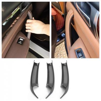 Carbon Fiber Door Handle Panel Cover Armrest Handle Pull Trim For BMW X3 F25 3PC