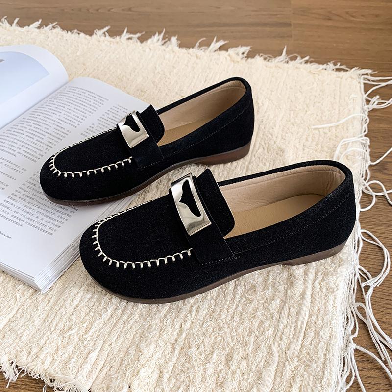 Fashion Comfortable Rubber Flat Mom Shoes 2025 New Spring Autumn Soft Bottomed Bean Shoes For Middle-Aged And Elderly Women