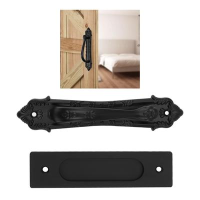 Sliding Barn Door Handle Aluminum Alloy Black Punch  Double Sided Door Pull Handles for Gate Cabinet Barn Door Pull Handles