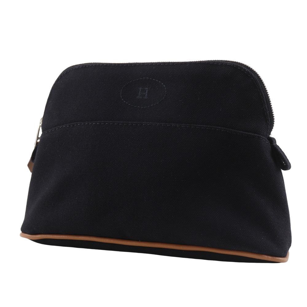 Hermes Bolide Pouch Mini Pouch Noir Cotton Women Used