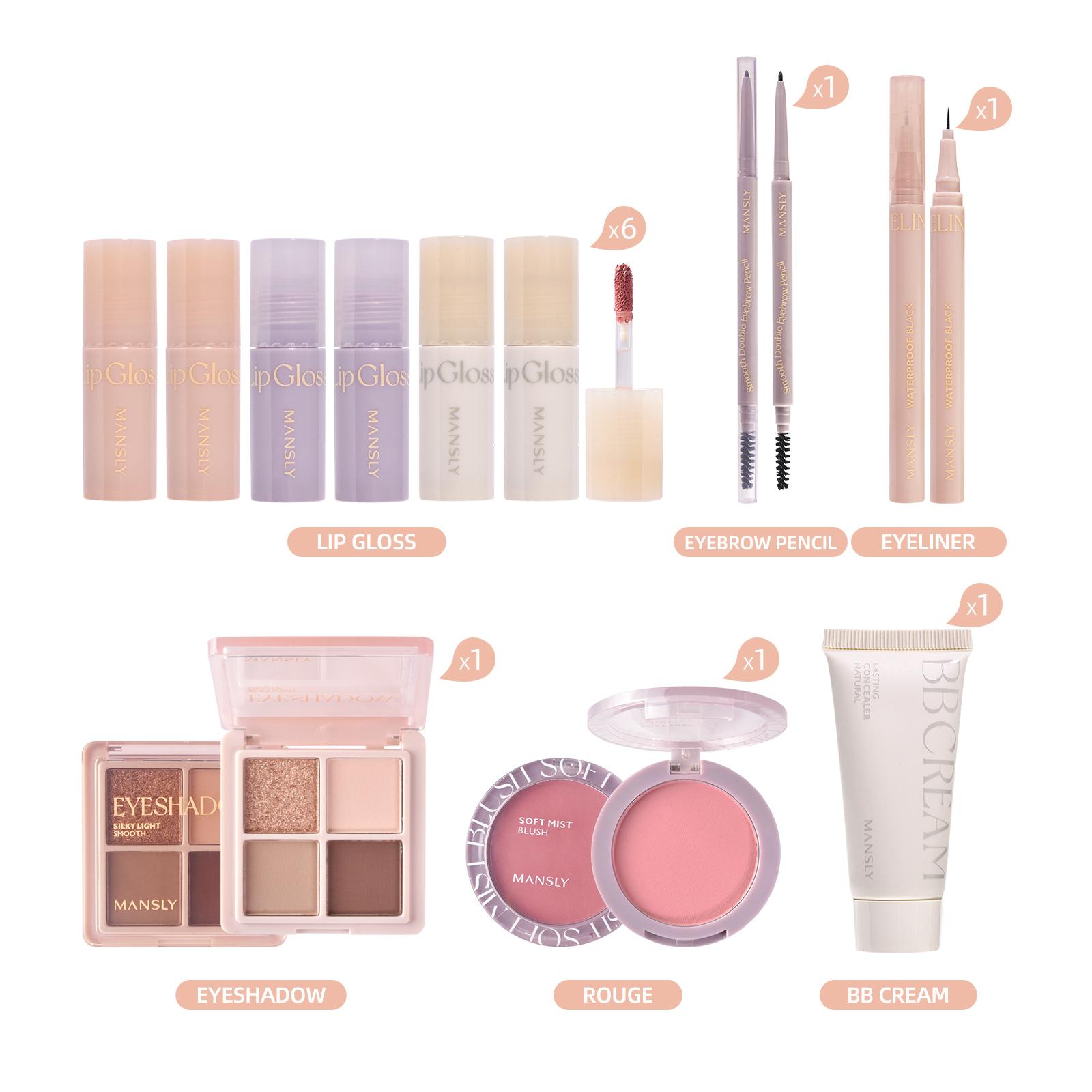 

8 шт./компл. косметический набор: губная помада, консилер, тени для век, набор для макияжа для бровей и румян