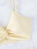 European and American Women's Fashion Sexy Two Pieces Bikini Swimsuit Padded Camisole Swimwear Set High Waisted Tankini Bathing Suit