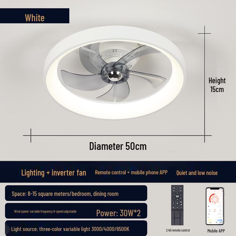 Smart Variable Frequency Ceiling Fan Light for Bedroom & Dining Room (110V, US/Japan Standard)