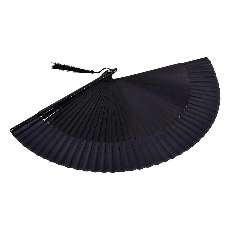 1pc Vintage Handmade Bamboo Folding Fan, Black Traditional Chinese Japanese Style, Lightweight for Wedding Photography Decor