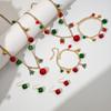 3pcs/set Color Collision Christmas Tree Bell Bracelet Bow Christmas Tree Charm Necklace  Gift