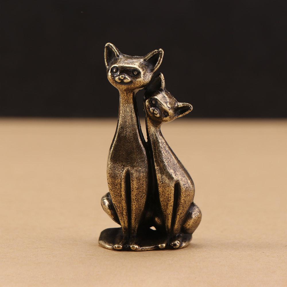 Small Cat Decorative Figurines Brass Casual Decoration Crafts Desktop Bronze Sculpture Living Room