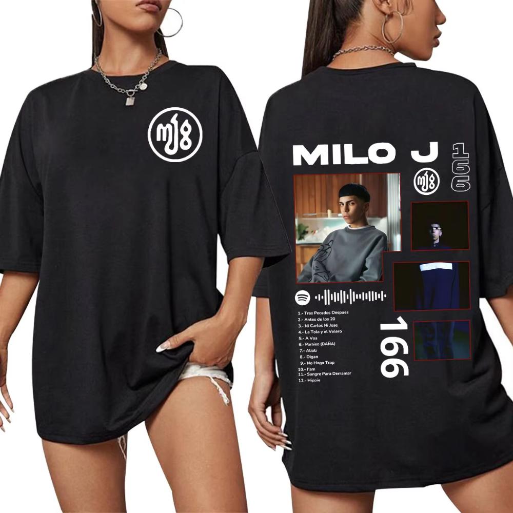 

Rapper Milo J 166 Album Graphic T Shirts Men Women Fashion Hip Hop T-shirt Cotton Oversized Short Sleeve T-shirt Tops Streetwear S разноцветный