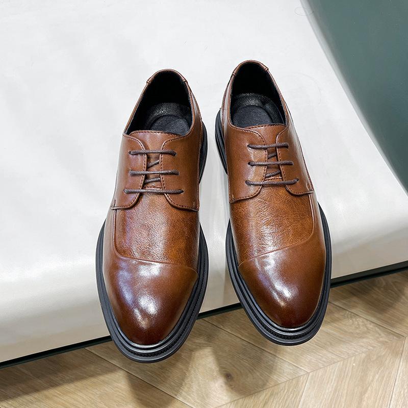 Podzimní prodyšné ležérní kožené boty 45 Britský business dress Ženich Svatební boty 46 Boty velkých velikostí 19936-P