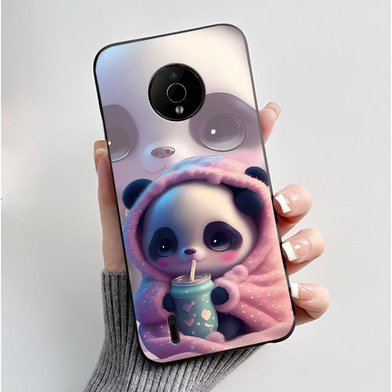 For Nokia C200 C100 Case Cute Love Rabbit Funny Cartoon Black Soft Silicone Protective Cover For NokiaC200 NokiaC100 Phone Case