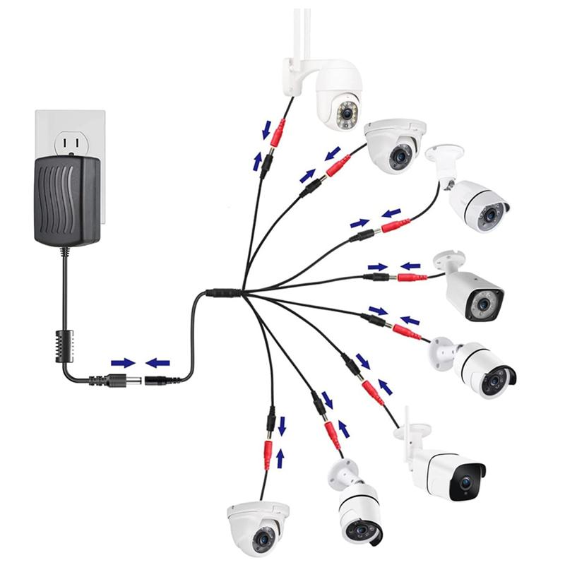 Xiaomi 1-3Pcs 1 To 2/8Way 5.5*2.1mm Output DC Power Splitter Cable 5V 12V Power Adapter Connector Cord For CCTV Camera LED Strip Lights