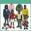 Black Family Pvc Figurine Set With Realistic Human Figures For Home Decor