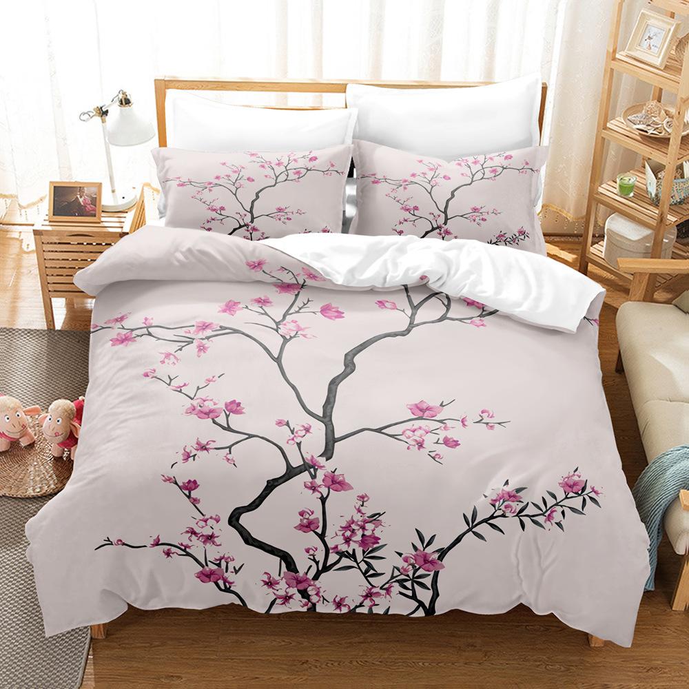 3D Printed Plum Blossom Bedding, Flower Down Duvet Cover Pillowcase, 2/3pc Women's Cover Gift, Chinese Style Bed Cover, King Queen Bed
