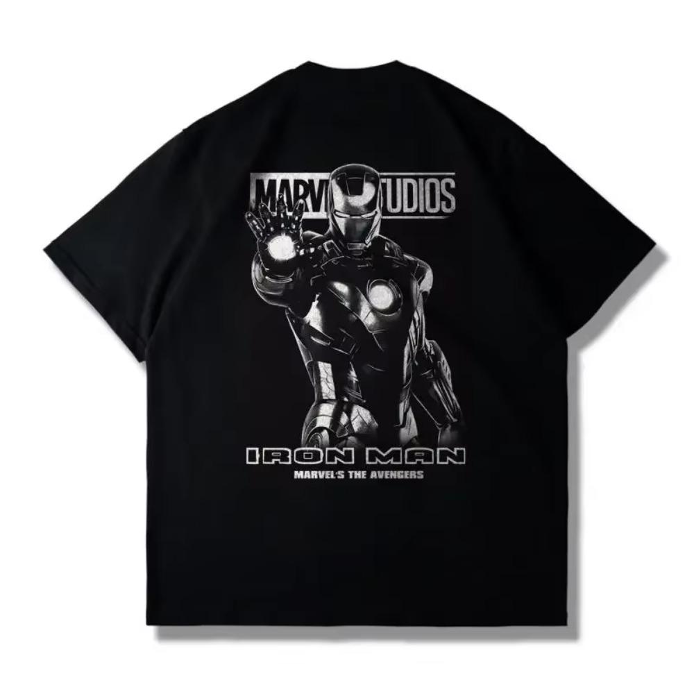 Miniso new  joint Iron Man men's T-shirt pure cotton women's short-sleeved Harajuku fashion daily casual summer top
