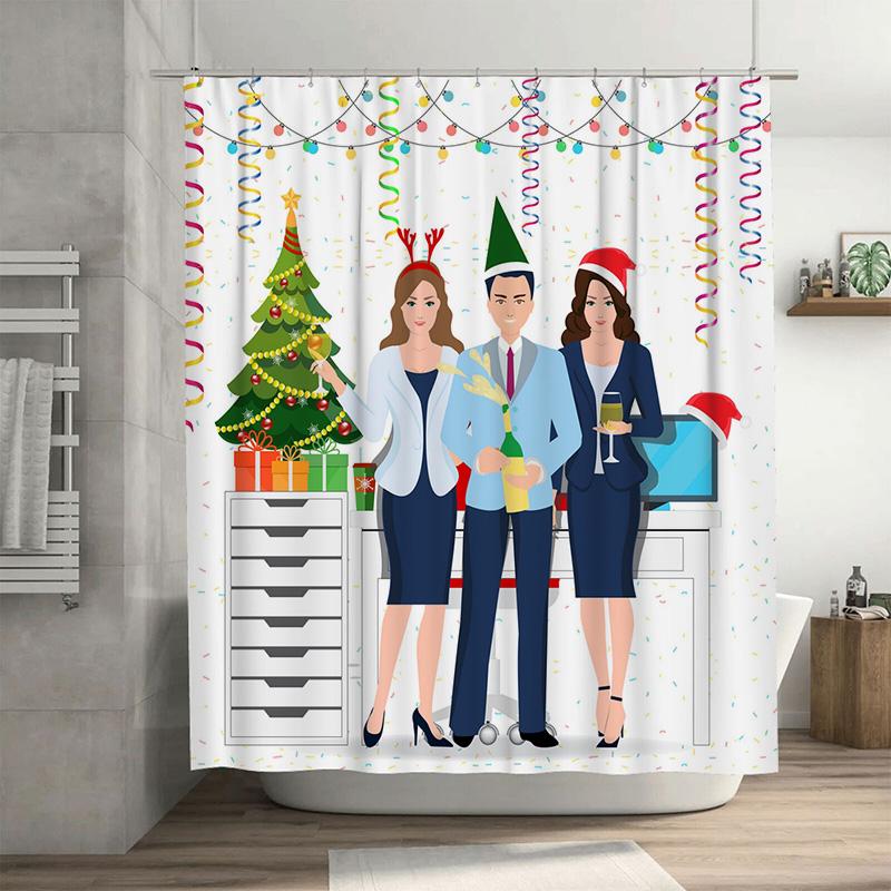 

Tu Festive Holiday Shower Curtain Set Christmas Party Decorations Home Decor Modern Abstract Pattern Waterproof Fabric Backdrop W60H190(CM)-1 Pcs