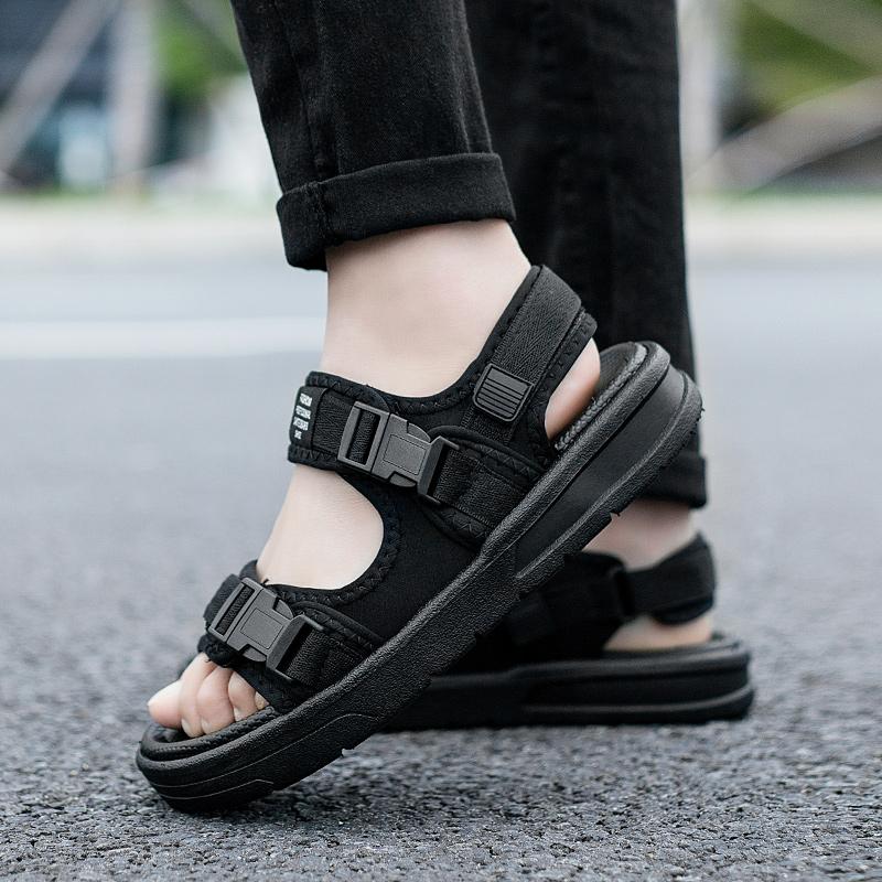 Summer Men's Sandals Comfortable and Lightweight Hook Loop Men Roman Shoes Outdoor Non-Slip Beach Sandals Flip Flop Sandals