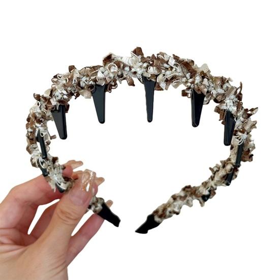 Wavy Headband Tweed Texture Non-Slip Braided Toothed Design Hair Hoop Women Volume-boosting Headband