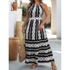 Halter Sleeveless Printed Dress Vacation Style Large Backless Sexy Long Dress For Women Elegant Fashion Comfortable Dress