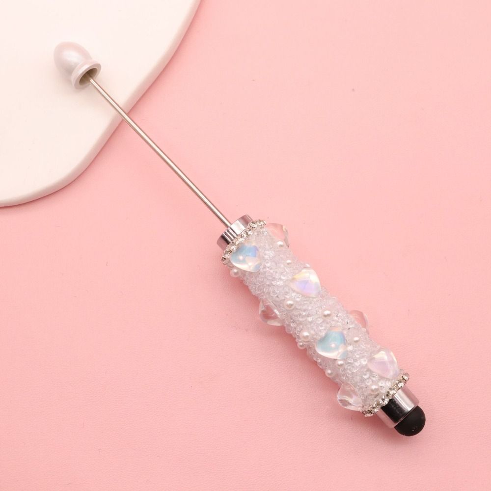 1pc DIY Beadable Beadable Pen Heart Diamond Ballpoint Pen Aesthetic Writing Tool  Students