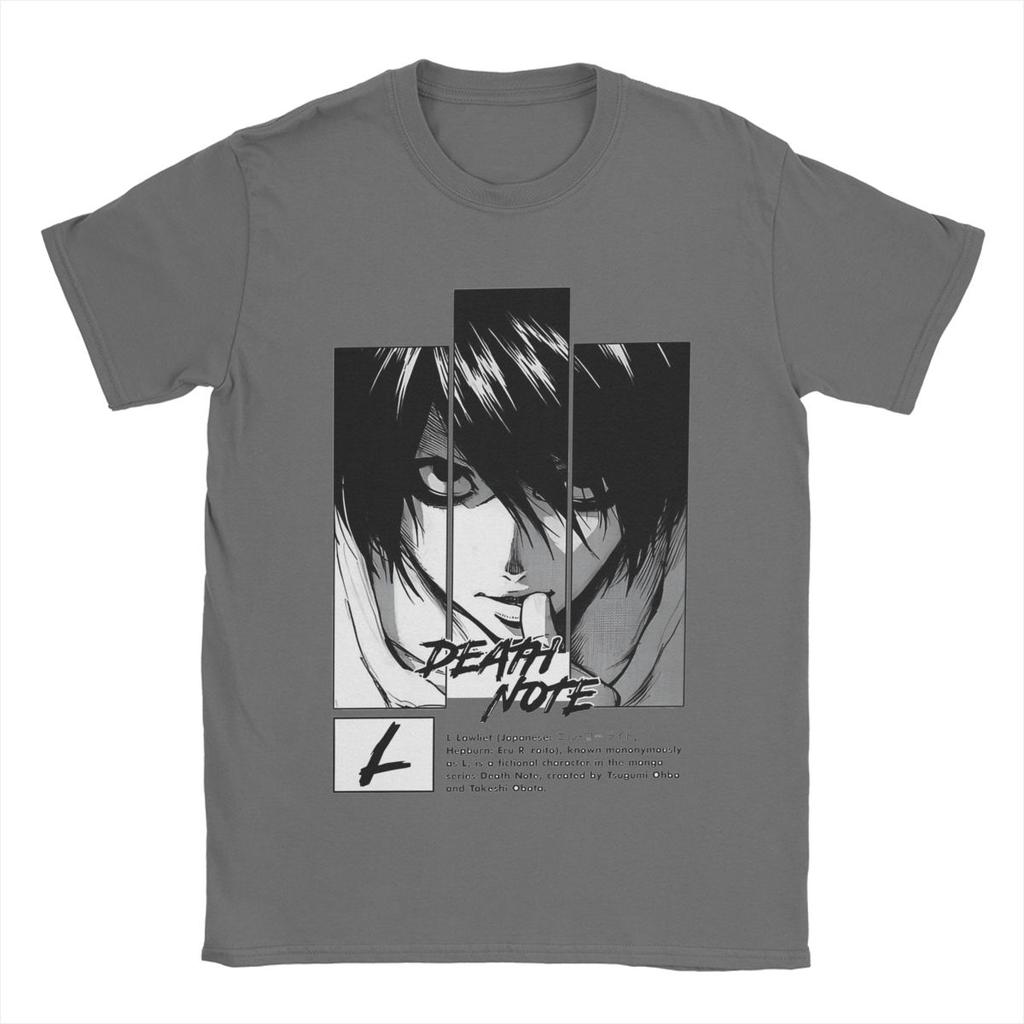 Deaths Notes L Lawliet Men T Shirt Funny Tee Shirt Short Sleeve Round Collar T-Shirts Cotton Classic Clothes