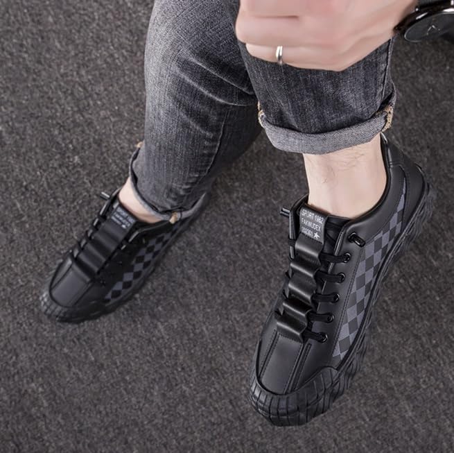 FleurUneffe S81 White Block Check Cool Hip Dance Size Men's Sneakers, Low-Top Pattern, Stylish, Popular, Fall/Winter Shoes, Streetwear, Hop, (S81 cm)