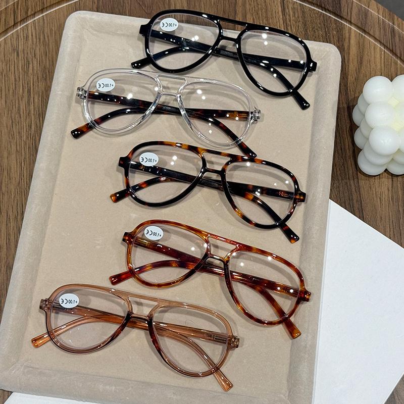 New Vintage Double-Bridge Presbyopia Glasses Unisex Frog Frame Blue Light Blocking Reading Glasses for Eye Protection
