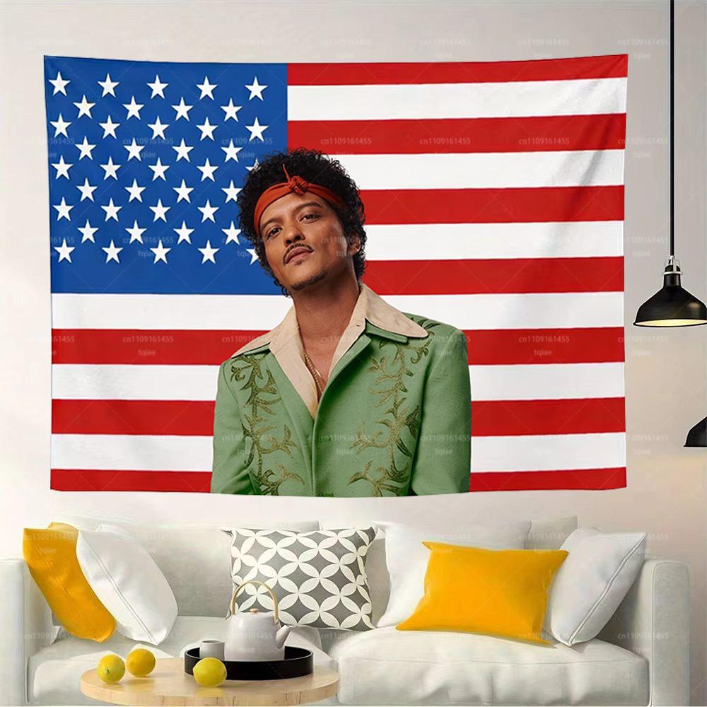 1pc BBruno MMars American Flag Tapestry Humorous Bedroom Restaurant Bar Party Wall Decor