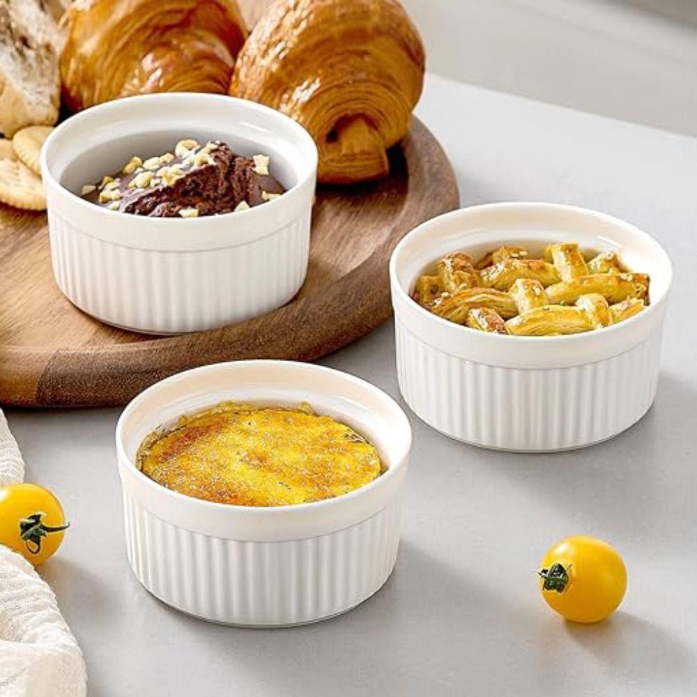 6pcs with Lid Ramekin 8 Oz Pudding Cup Multifunctional Soup Cup  Custard
