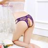 Krajkové kalhotky Spodní prádlo bez rozkroku Tanga pro ženy Sleep Colthes G-string Sexy oblečení Sexy květinové kalhotky s mašlí