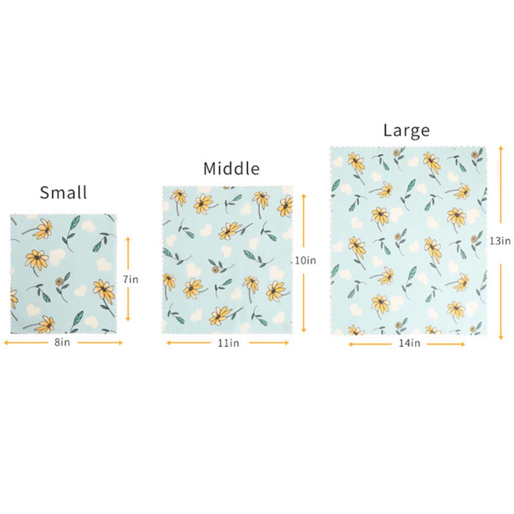 3pc Beeswax Fresh Cloth Organic Cotton Reusable Food Grade Packaging Cloth
