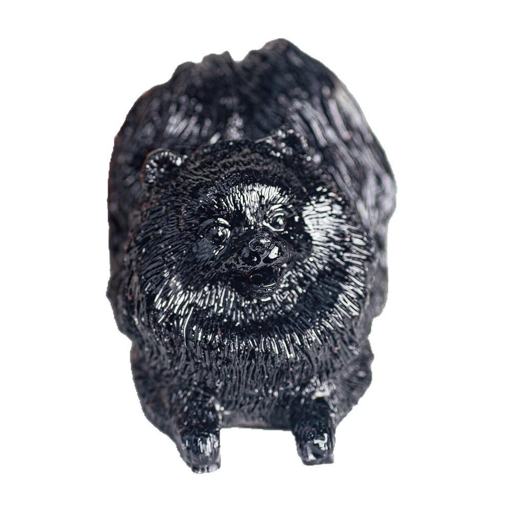 Resin Filled Water Crystal Dog Ornament With Semiprecious Stones For Office Decor And Collectors