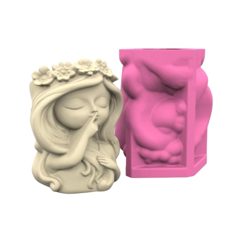Artistic Silicone Mold For Custom Planters Adorable Girl Shape Stylish Reusable Template Crafting And Gardening Accessory