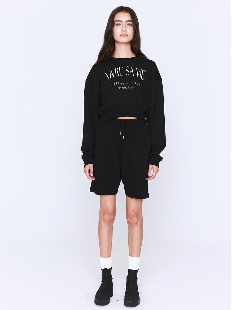 LAZY LAKE Symbol Sweat Shorts Black Women