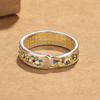 Ancient Craft Enamel Gold-Painted Gingko Vine Heart Sutra Ring for Women – Open Vintage Niche Exquisite Finger Band