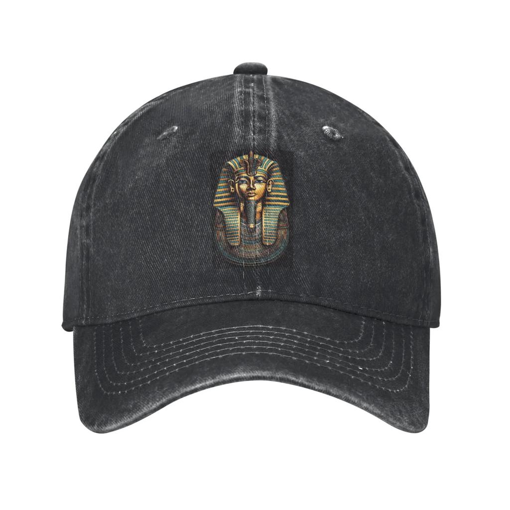 Egyptian Pharaoh With Golden Crown Illustration Denim Fabric Cap Casual Baseball Caps Adjustable Hat Summer Unisex Baseball Hats