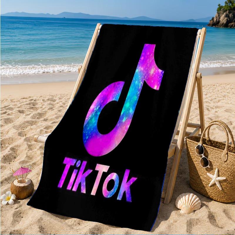 Tiktok Logo Design Beach Towel, Quick-drying, Easy To Care For, Suitable for Both Fitness and Beach Vacations,Sports Essential