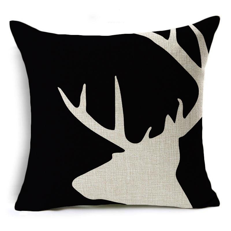 

Скандинавская черно-белая геометрическая наволочка из льна, современная, в новоамериканском стиле, с абстрактным узором из треугольников, диванная подушка 45*45cm