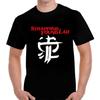FKSW CN Retro T-Shirts Herren Kurzarm Bedruckt Rundhals Schnürung Junger Mann Metall Logo Herren Schwarz T-Shirt Größen S bis