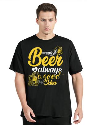 Beer Is Always A Good Idea Graphic T-shirt Y2k Beer Lover Drinking Party Tshirt Men's Clothing Oversized T Shirt New Cotton T...